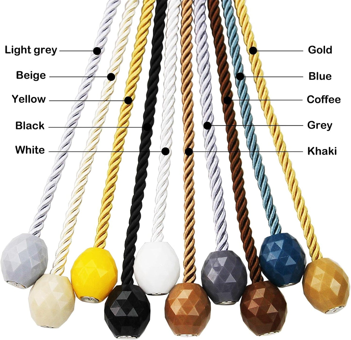 Strong Magnetic Curtain Tiebacks Beige 2 Pack Decorative Tie Backs Outdoor Curtain Rope Tiebacks Elegant Curtain Holdbacks for Drapes