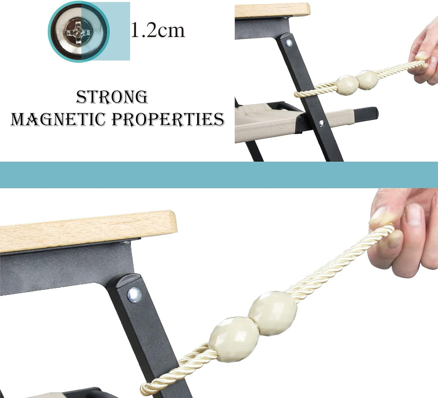Strong Magnetic Curtain Tiebacks Beige 2 Pack Decorative Tie Backs Outdoor Curtain Rope Tiebacks Elegant Curtain Holdbacks for Drapes