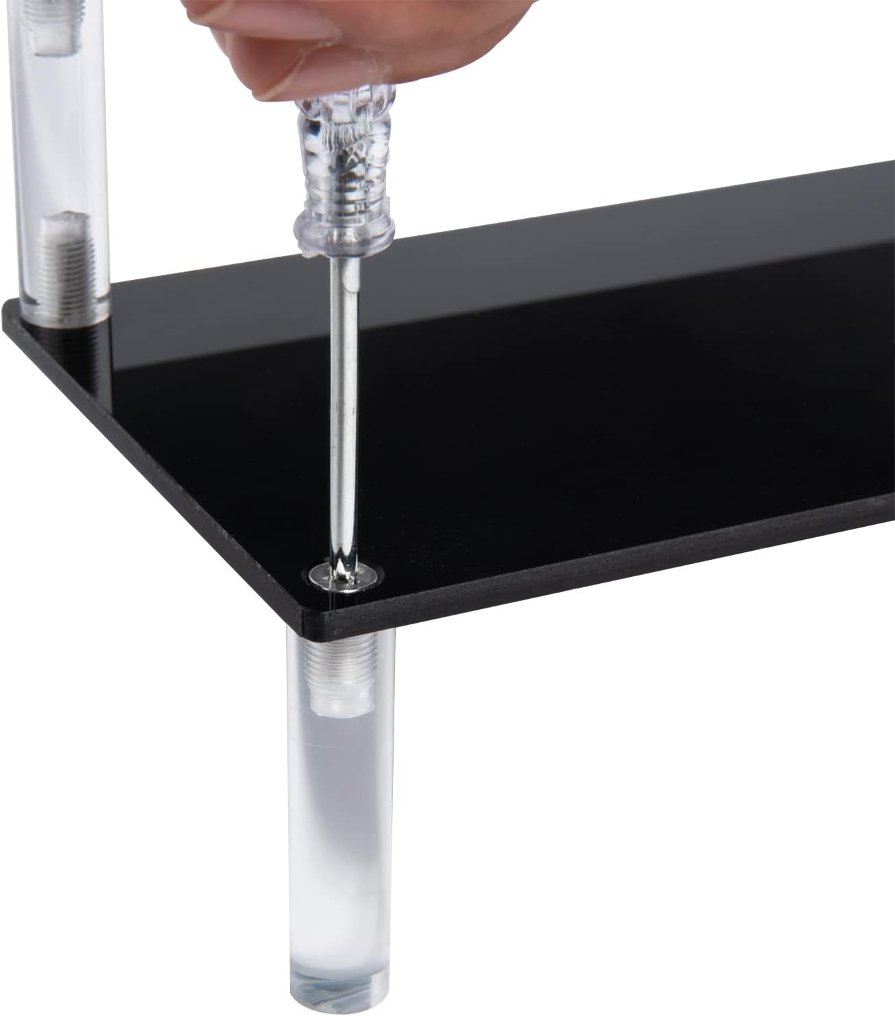 2 Pack 2-Tier Black Acrylic Display Stand Display Shelf for Dessert Jewels Figurines, Cupcake Stand - 2 Pack ( 12" * 6.9" * 4.25" )