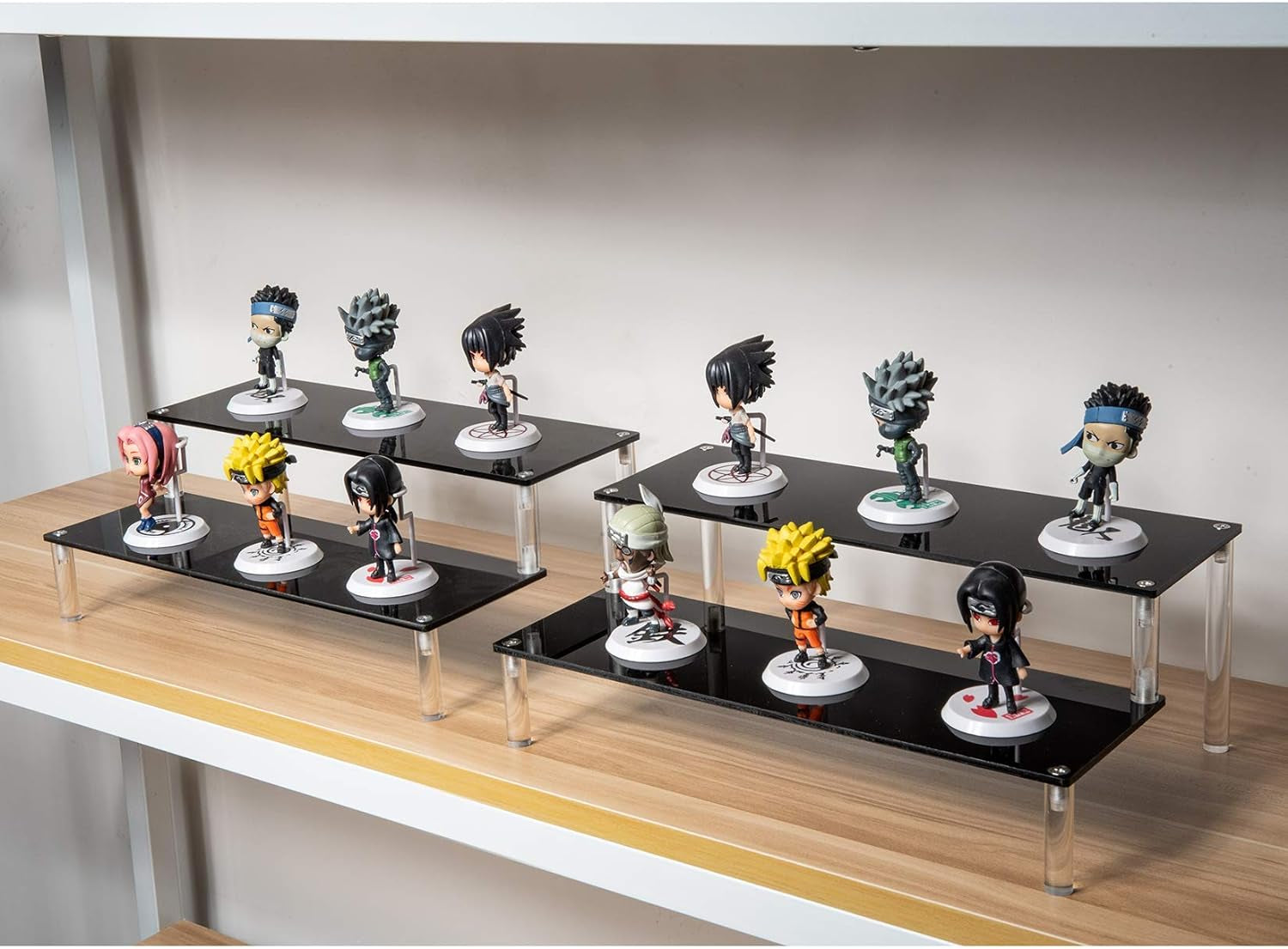 2 Pack 2-Tier Black Acrylic Display Stand Display Shelf for Dessert Jewels Figurines, Cupcake Stand - 2 Pack ( 12" * 6.9" * 4.25" )