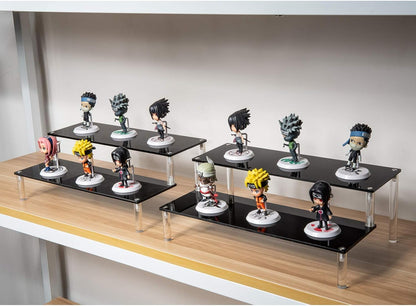 2 Pack 2-Tier Black Acrylic Display Stand Display Shelf for Dessert Jewels Figurines, Cupcake Stand - 2 Pack ( 12" * 6.9" * 4.25" )