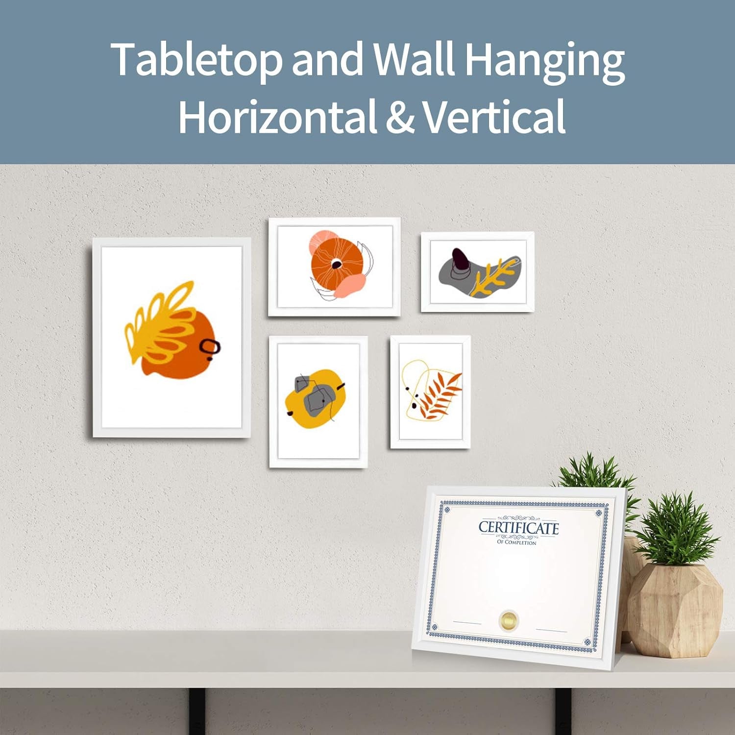 8X10 Picture Frames, White Photo Frames for Wall or Tabletop Display, Simple Design Glossy Finish Frame Perfect for Home Decoration, Office, Hotel and Various Ceremonies Praties