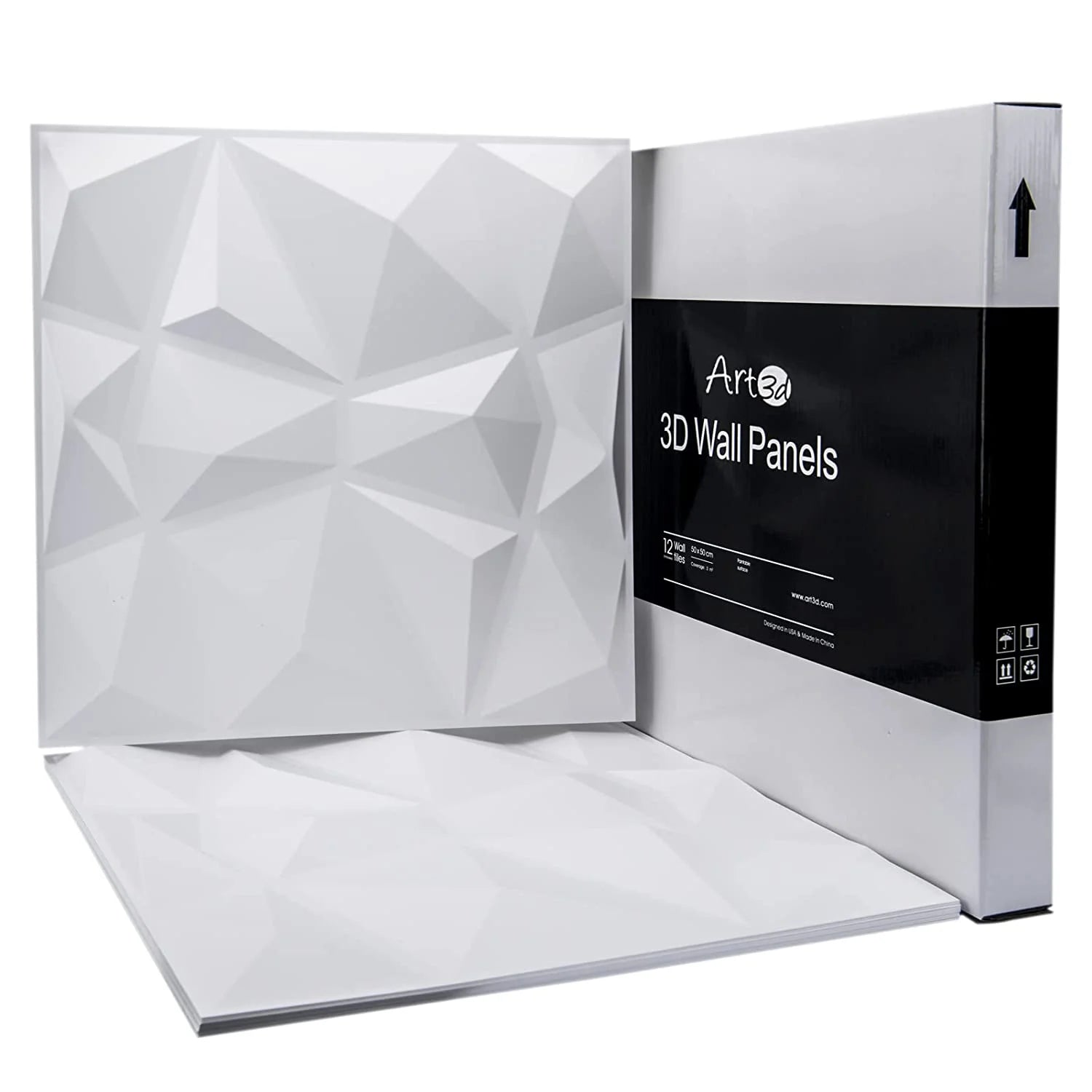 12-Pack 19.7 In. X 19.7 In. PVC 3D Wall Panel in White