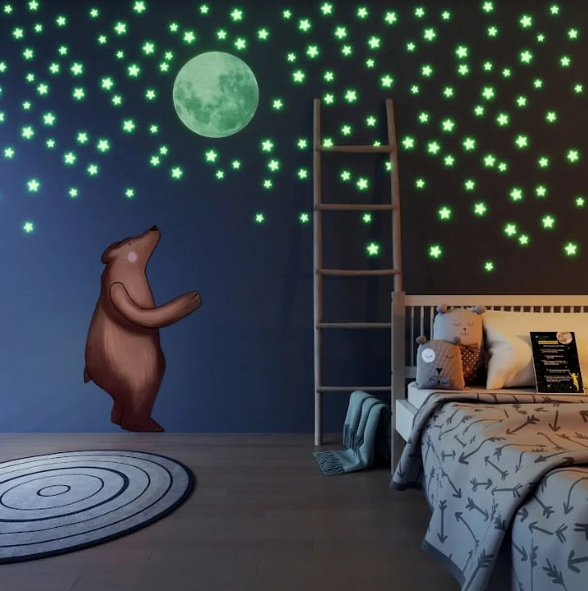 Glow in the Dark Moon and Stars Wall Decal