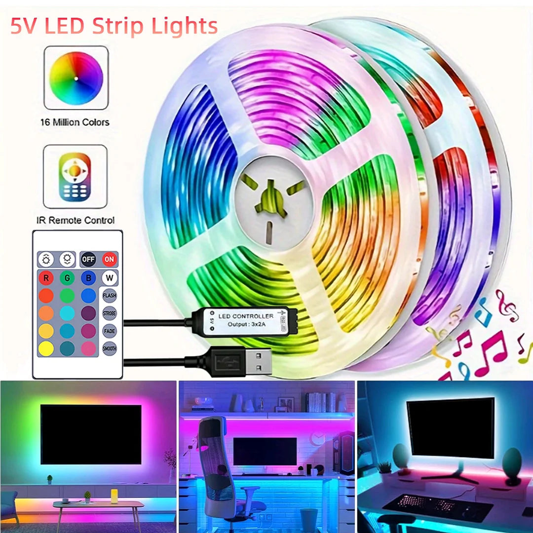 4-16Ft Led Lights for Bedroom, LED Strip Lights with Remote Control RGB LED Strip, LED Lights for Room Home Party