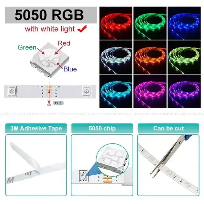 4-16Ft Led Lights for Bedroom, LED Strip Lights with Remote Control RGB LED Strip, LED Lights for Room Home Party