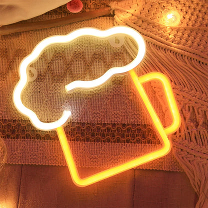 Usb/Battery LED Neon Sign Lights Party Wall Art Decor Room Bar Beer Neon Lamps Wall Hanging Neon Signs Musical Note Night Lights