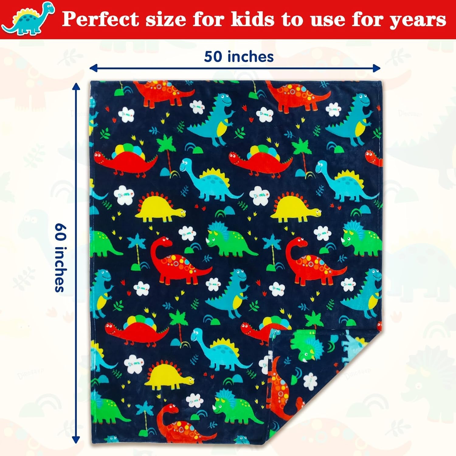 Dinosaur Toddler Blanket Gifts for Boys and Girls, Plush Dino Throw Blanket for Kids and Adults, Thick and Warm Kids Blanket Birthday Gifts for Teens (Dinosaur, 50X60 Inches)