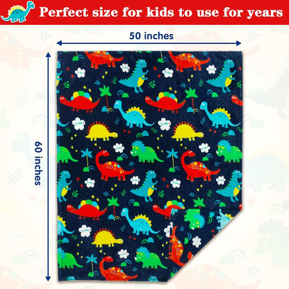 Dinosaur Toddler Blanket Gifts for Boys and Girls, Plush Dino Throw Blanket for Kids and Adults, Thick and Warm Kids Blanket Birthday Gifts for Teens (Dinosaur, 50X60 Inches)