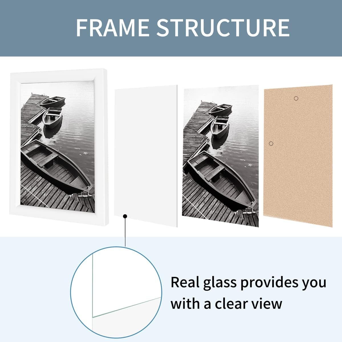 8X10 Picture Frames, White Photo Frames for Wall or Tabletop Display, Simple Design Glossy Finish Frame Perfect for Home Decoration, Office, Hotel and Various Ceremonies Praties
