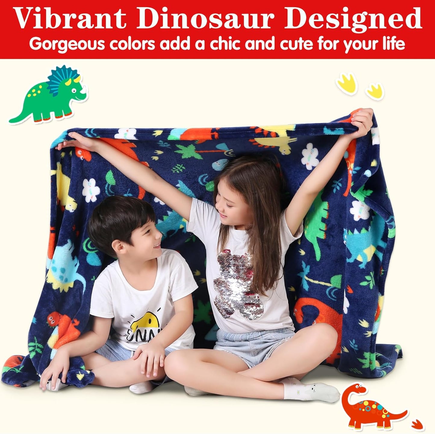 Dinosaur Toddler Blanket Gifts for Boys and Girls, Plush Dino Throw Blanket for Kids and Adults, Thick and Warm Kids Blanket Birthday Gifts for Teens (Dinosaur, 50X60 Inches)