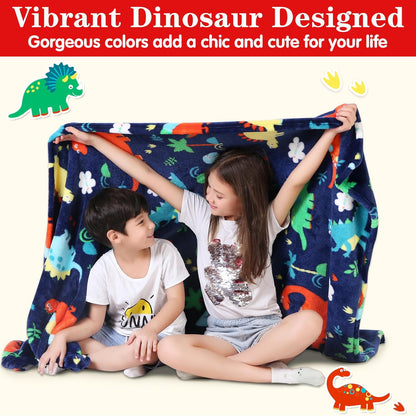 Dinosaur Toddler Blanket Gifts for Boys and Girls, Plush Dino Throw Blanket for Kids and Adults, Thick and Warm Kids Blanket Birthday Gifts for Teens (Dinosaur, 50X60 Inches)