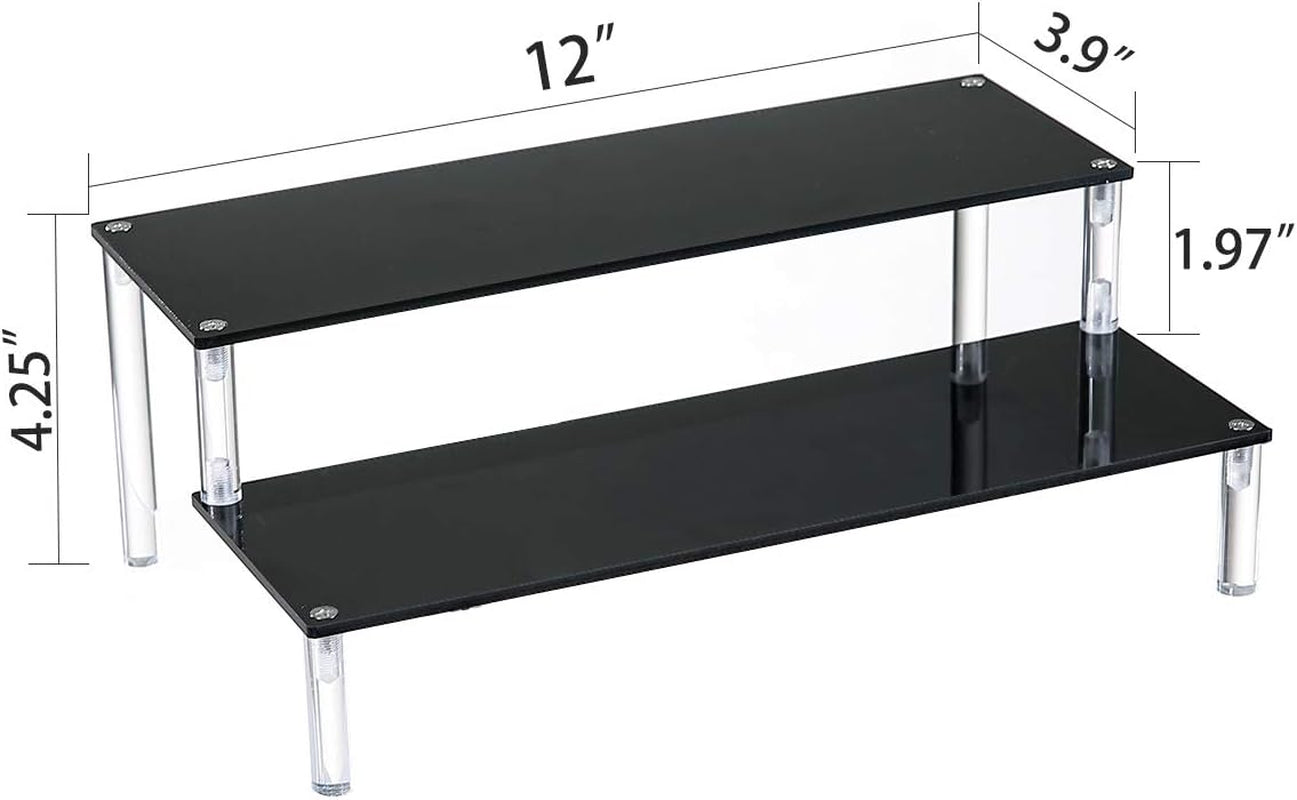 2 Pack 2-Tier Black Acrylic Display Stand Display Shelf for Dessert Jewels Figurines, Cupcake Stand - 2 Pack ( 12" * 6.9" * 4.25" )
