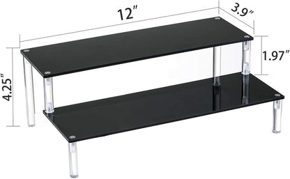 2 Pack 2-Tier Black Acrylic Display Stand Display Shelf for Dessert Jewels Figurines, Cupcake Stand - 2 Pack ( 12" * 6.9" * 4.25" )