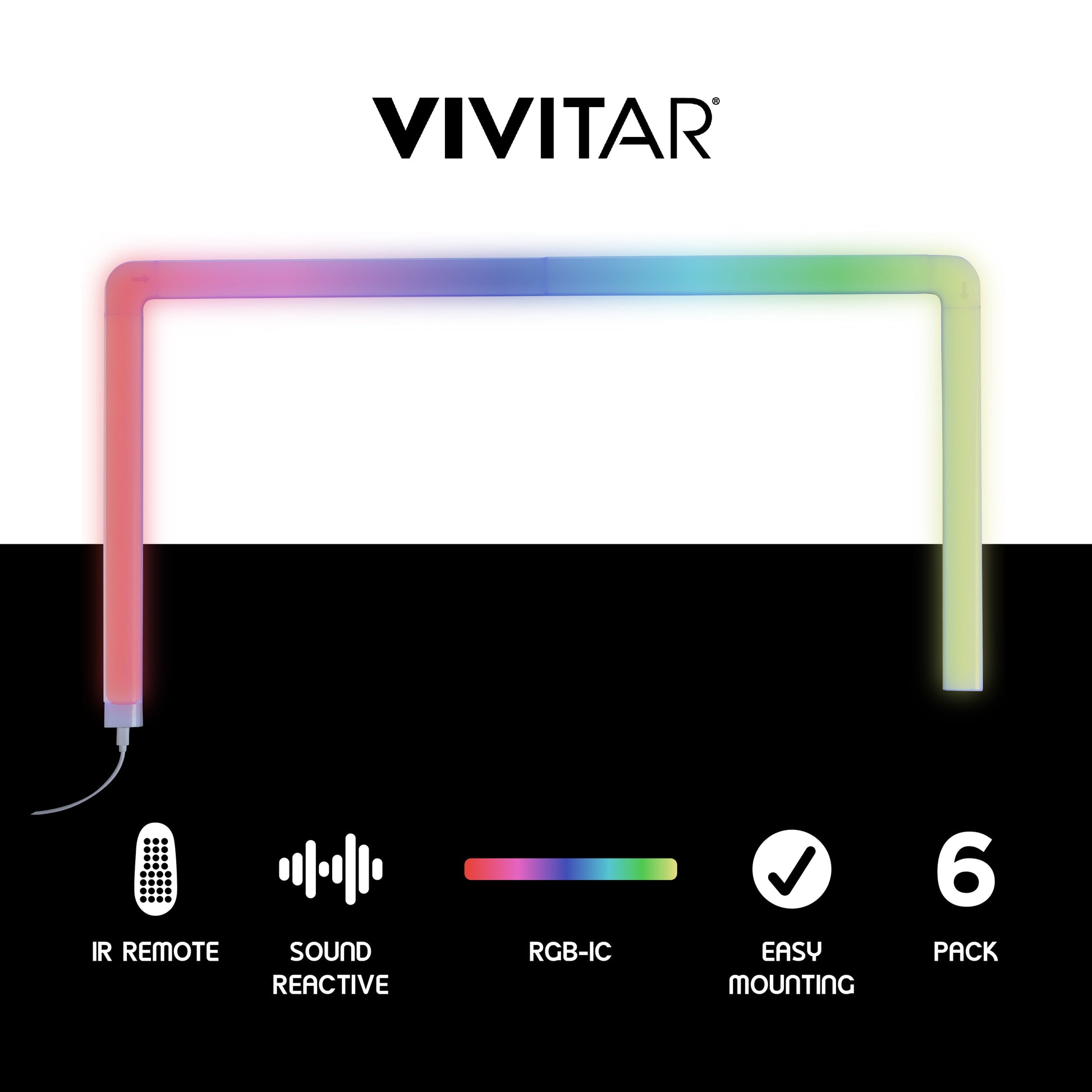 RGB Neon Tube Wall Light with Remote, Light Reacts to Music, Tubes Allow Different Configurations