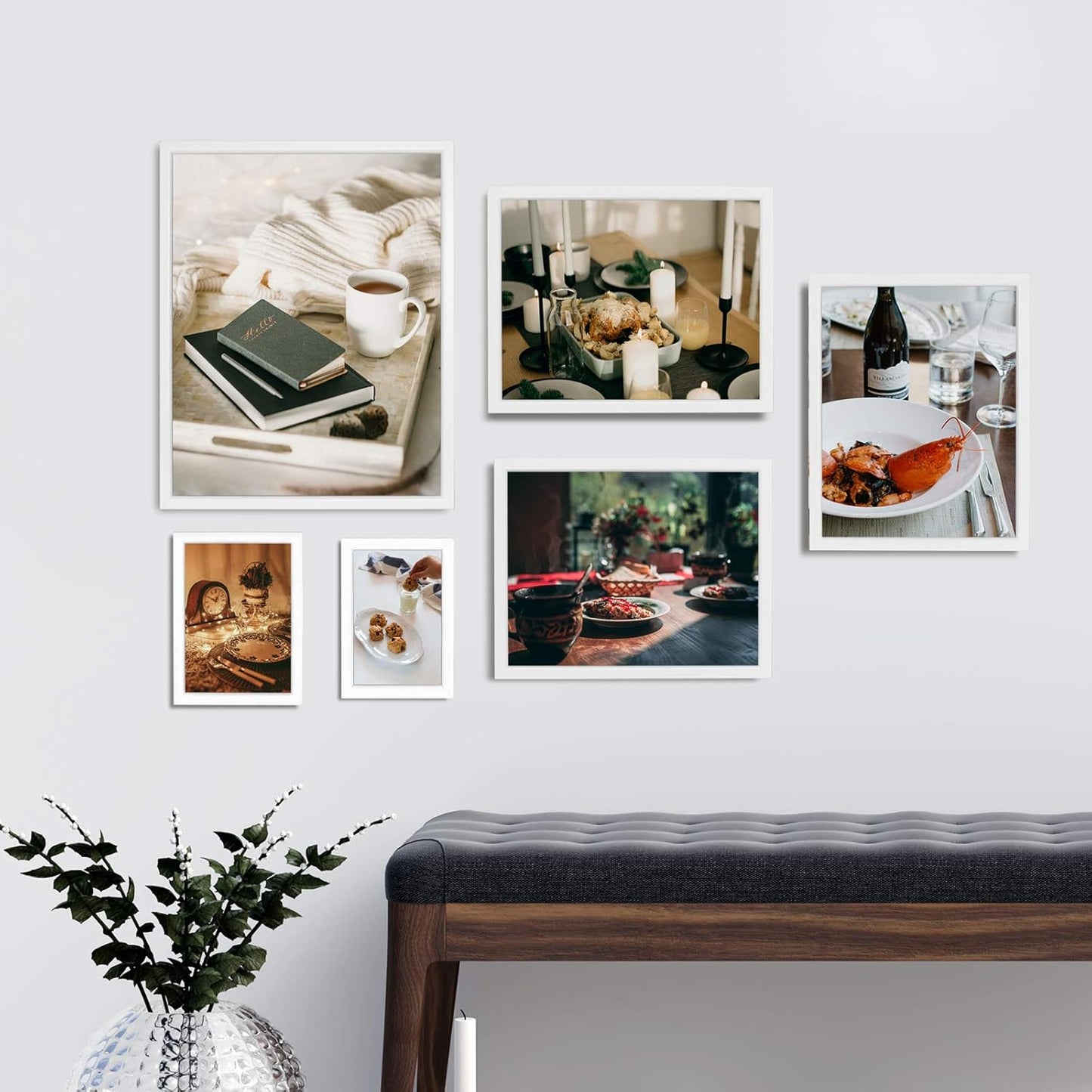 8X10 Picture Frames, White Photo Frames for Wall or Tabletop Display, Simple Design Glossy Finish Frame Perfect for Home Decoration, Office, Hotel and Various Ceremonies Praties