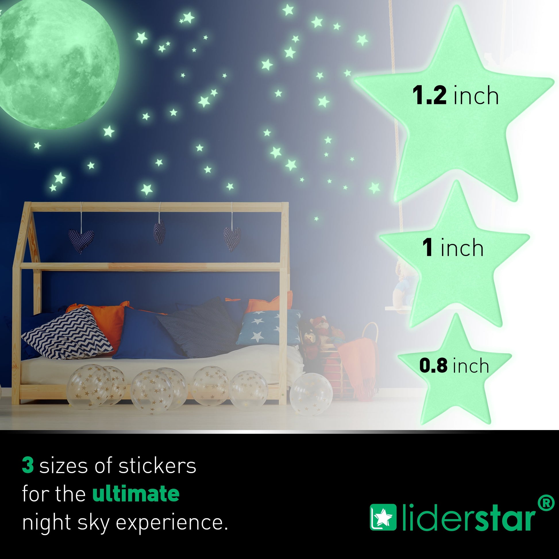 Glow in the Dark Moon and Stars Wall Decal