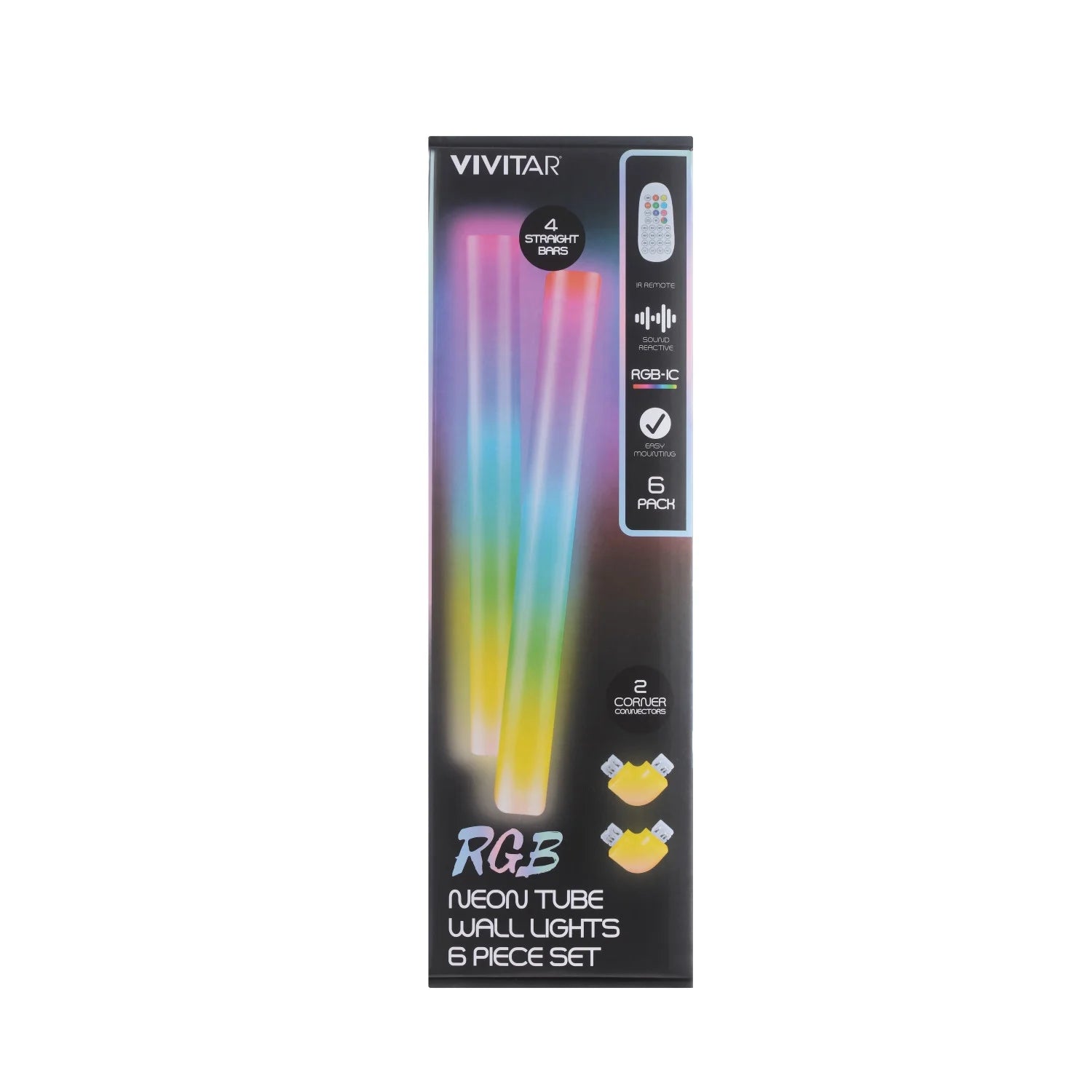 RGB Neon Tube Wall Light with Remote, Light Reacts to Music, Tubes Allow Different Configurations